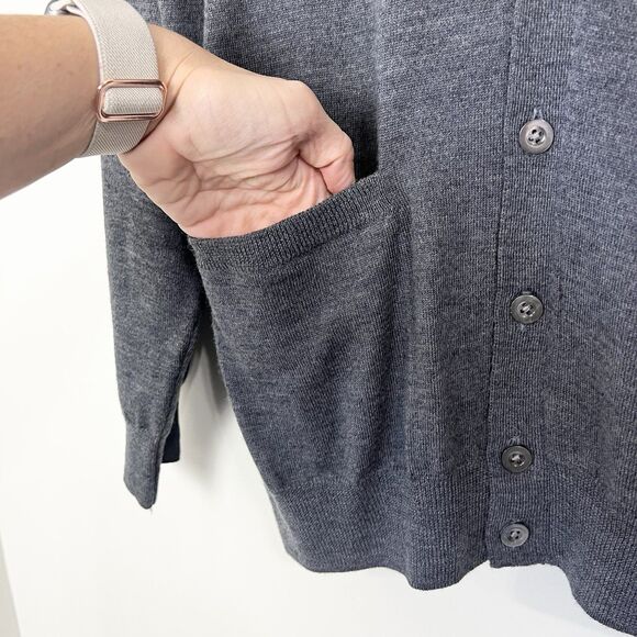 Paul Fredrick Cardigan Gray 100% Merino Wool Men’s XL - Picture 2 of 8